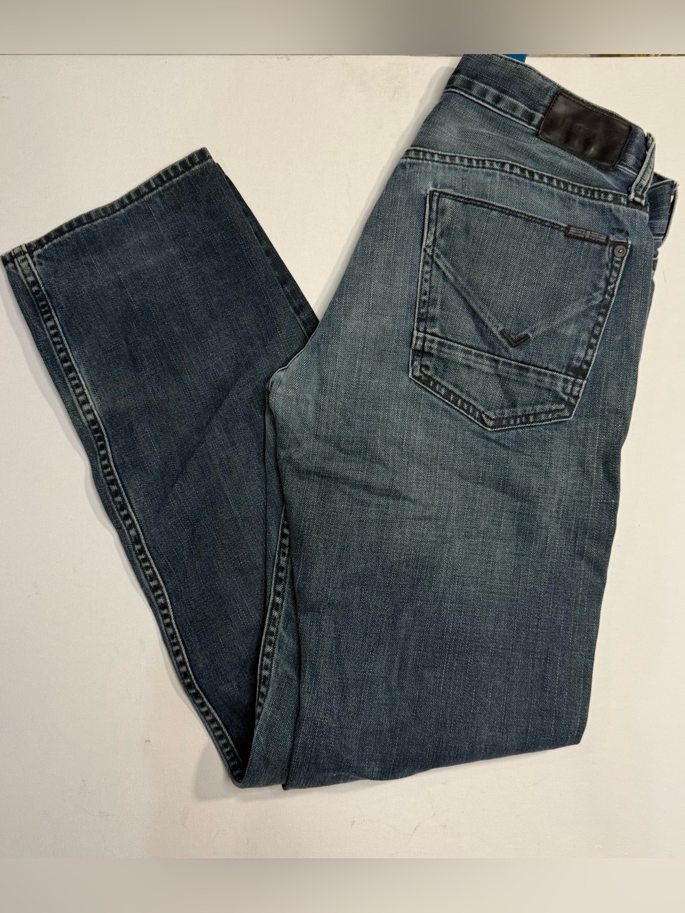 Hudson Jeans Men's Washed Blue Straight-Leg Denim